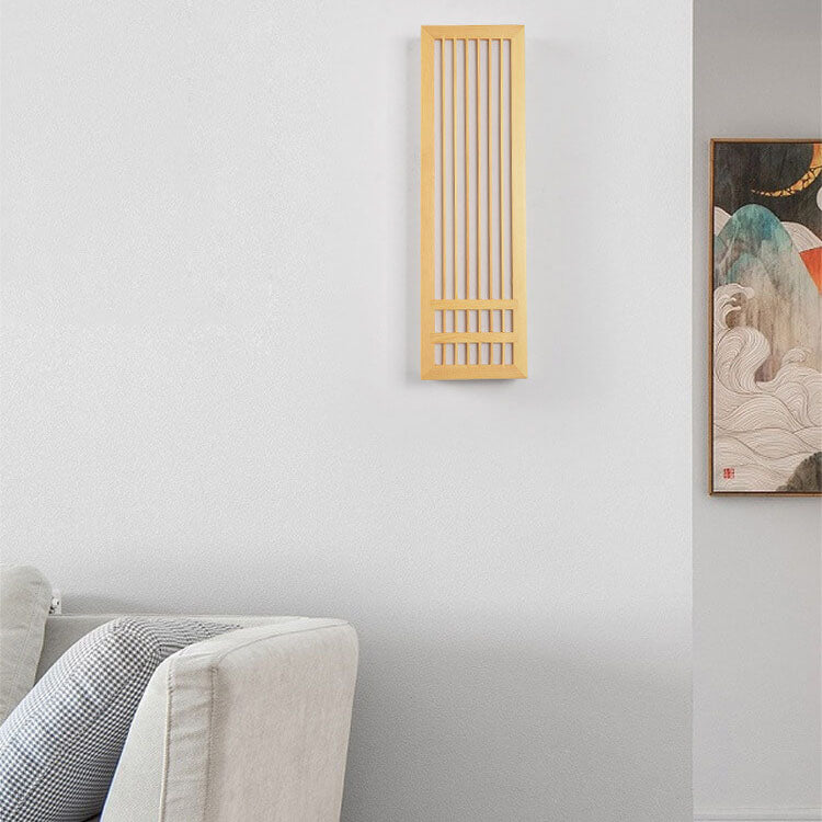 Contemporary Minimalist Solid Wood and Acrylic Rectangular LED Wall Sconce for Living Room