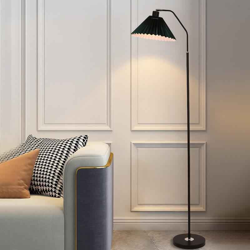 Elegant Minimalist Fabric Pleated Shade Floor Lamp with Single Light