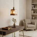 Flush Mount Ceiling Light Blown Dark Brown Square Design