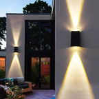 Elegant Solar-Powered Waterproof LED Wall Sconce - Up and Down Trapezoid Design for Outdoor Use