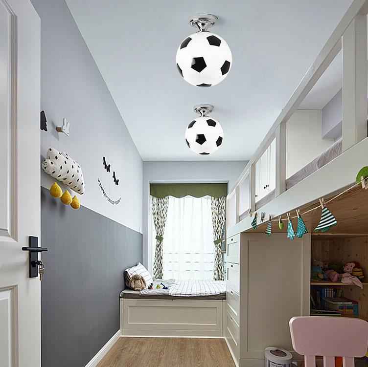 Artistic Basketball and Soccer 1-Light Semi-Flush Mount Ceiling Fixture