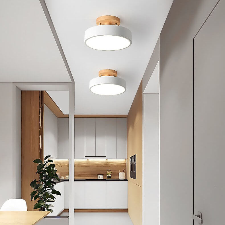Nordic Style Round LED Semi-Flush Mount Ceiling Light