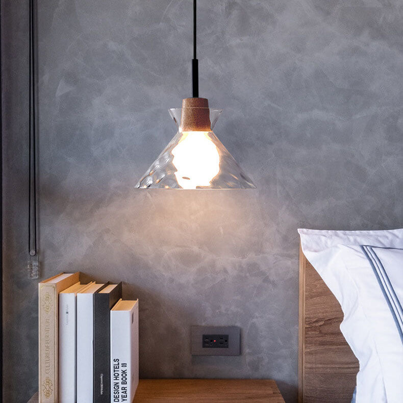 Nordic Clear Rippled Glass 1-Light Pendant Lamp