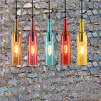 Vintage Glass Wine Bottle 1-Light Pendant Fixture