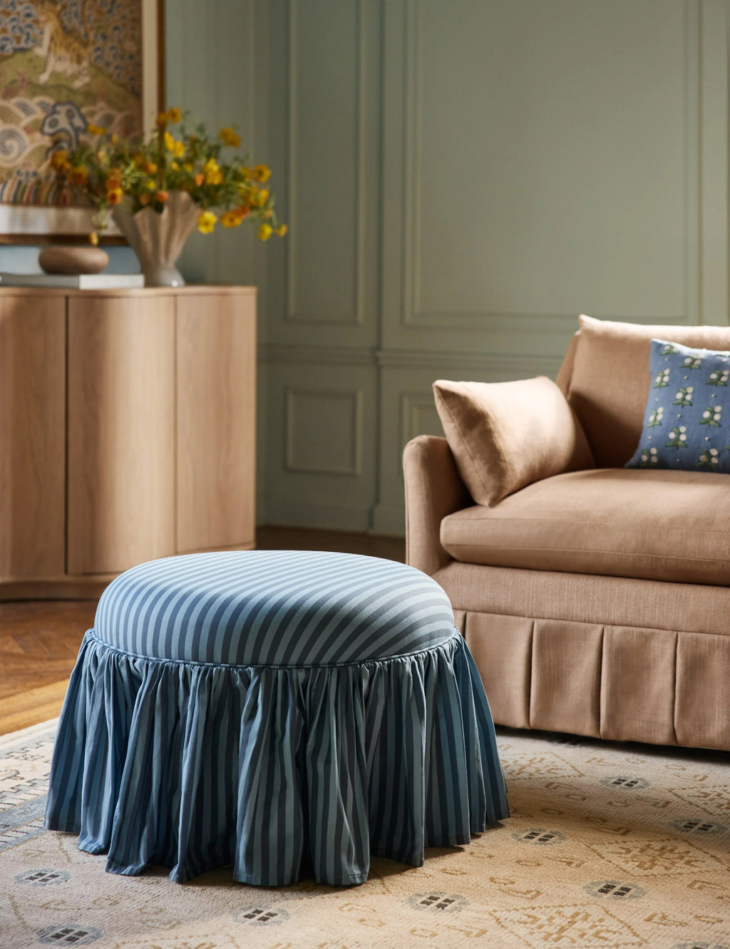 Luna Skirted Ottoman | Customizable Fabric Options