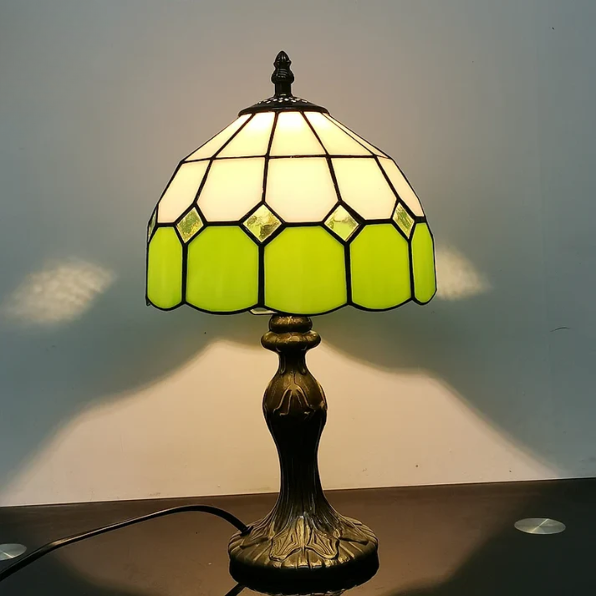 Nordiva - Table lamp 20 cm in Scandinavian checkered design for bedroom or desk