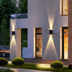 Elegant Solar-Powered Waterproof LED Wall Sconce - Up and Down Trapezoid Design for Outdoor Use