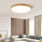 Ultra-Slim Round LED Flush Mount Ceiling Light in Nordic Solid Wood