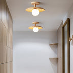Nordic-Inspired Wooden Dome 1-Light Semi-Flush Ceiling Fixture