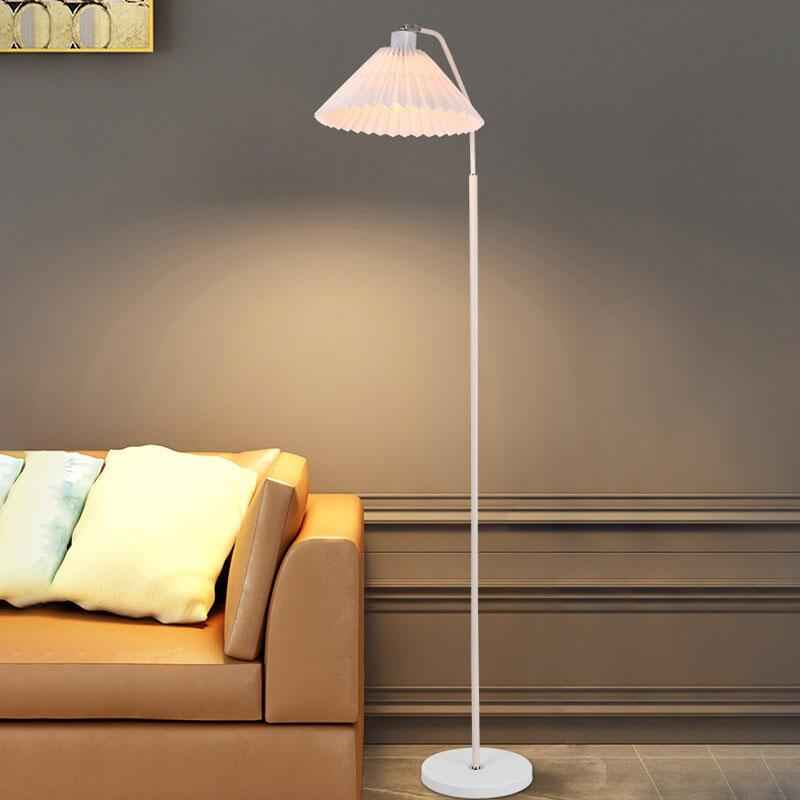 Elegant Minimalist Fabric Pleated Shade Floor Lamp with Single Light