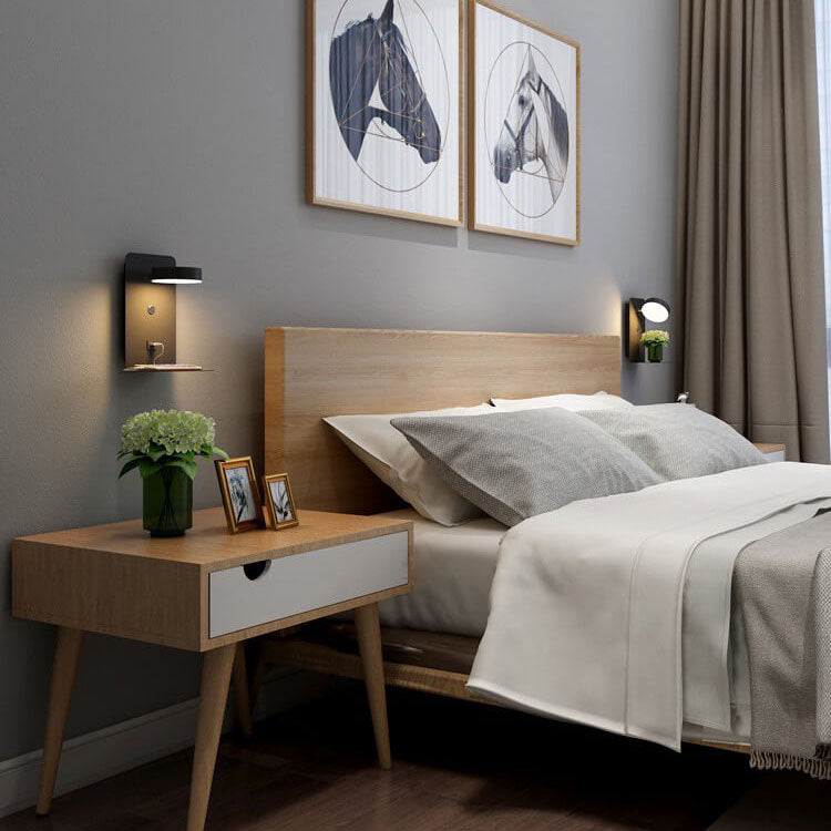Contemporary Square Iron LED Wall Sconce Lamp with USB Rechargeable Feature
