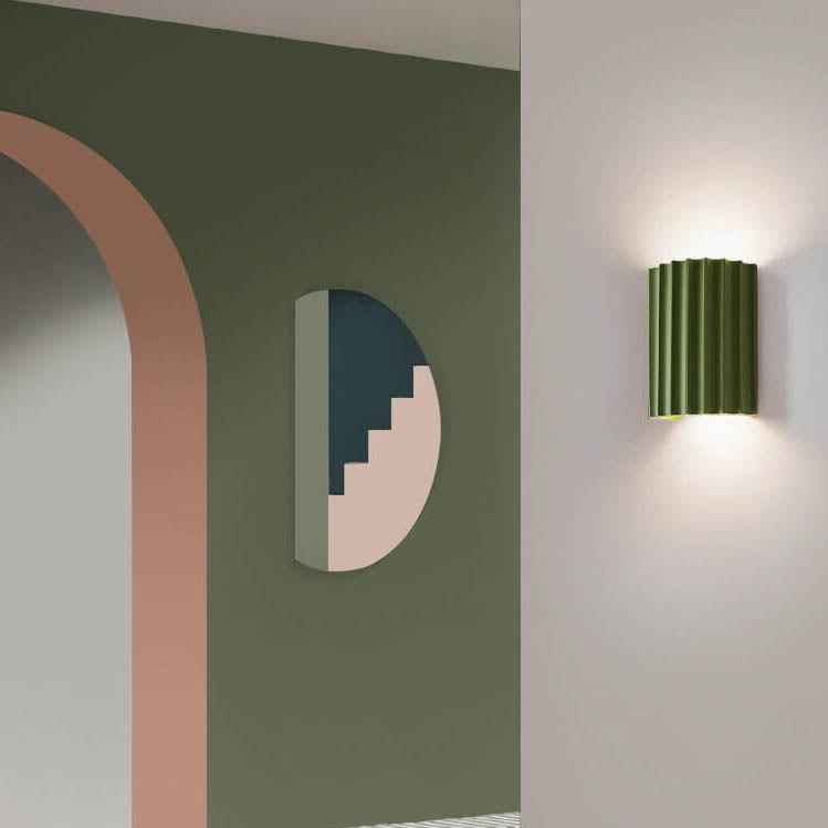 Striped Half Cylinder Macaron Resin Wall Sconce Lamp with 1 Light