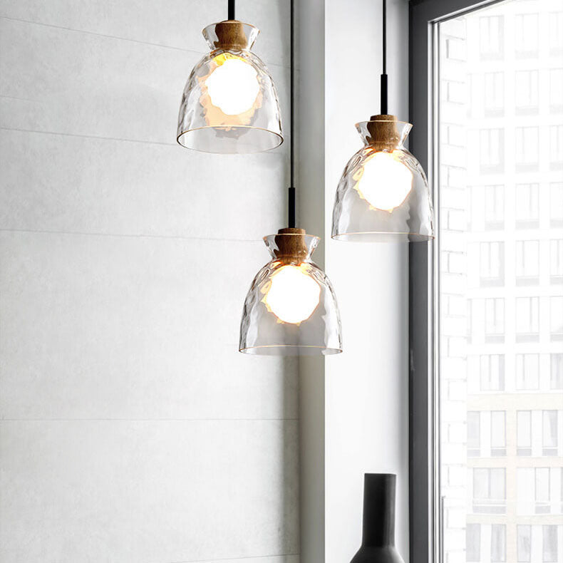 Nordic Clear Rippled Glass 1-Light Pendant Lamp