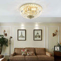 Retro Round Crystal Flush Mount Ceiling Light - 4/6 Lights
