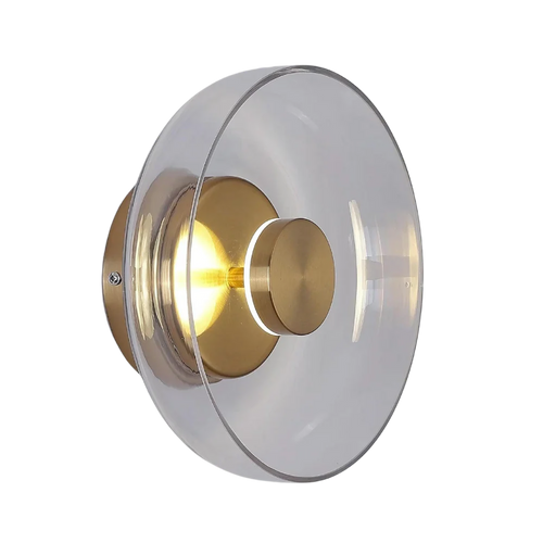 Minimalist Brass & Glass Round Wall Sconce LED 1-Light