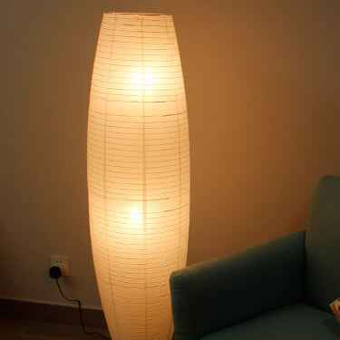 Nordic Minimalist Rice Paper 2-Light Column Floor Lamp
