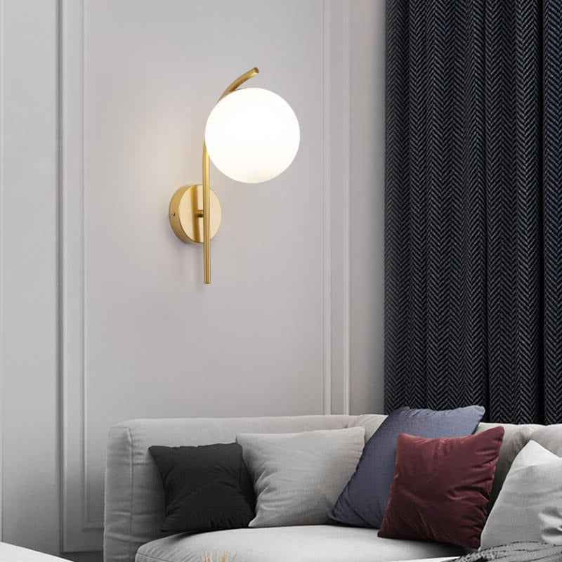 Nordic Arc Glass Globe Single-Light Wall Sconce