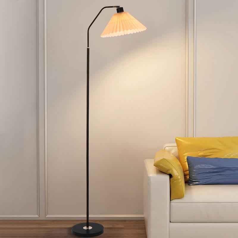 Elegant Minimalist Fabric Pleated Shade Floor Lamp with Single Light