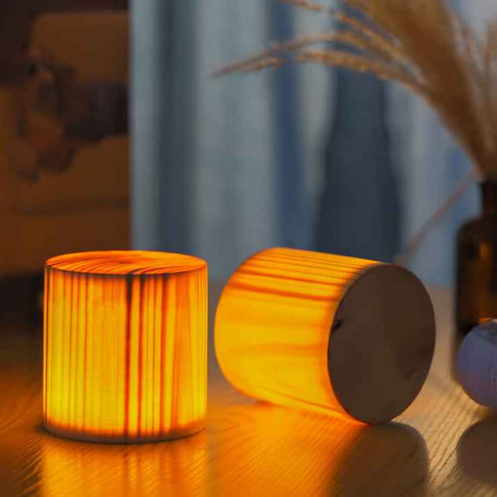 Artistic Wooden LED Touch-Control Night Lamp
