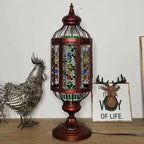 Antique Turkish Stained Glass Lantern Table Lamp with Single Light