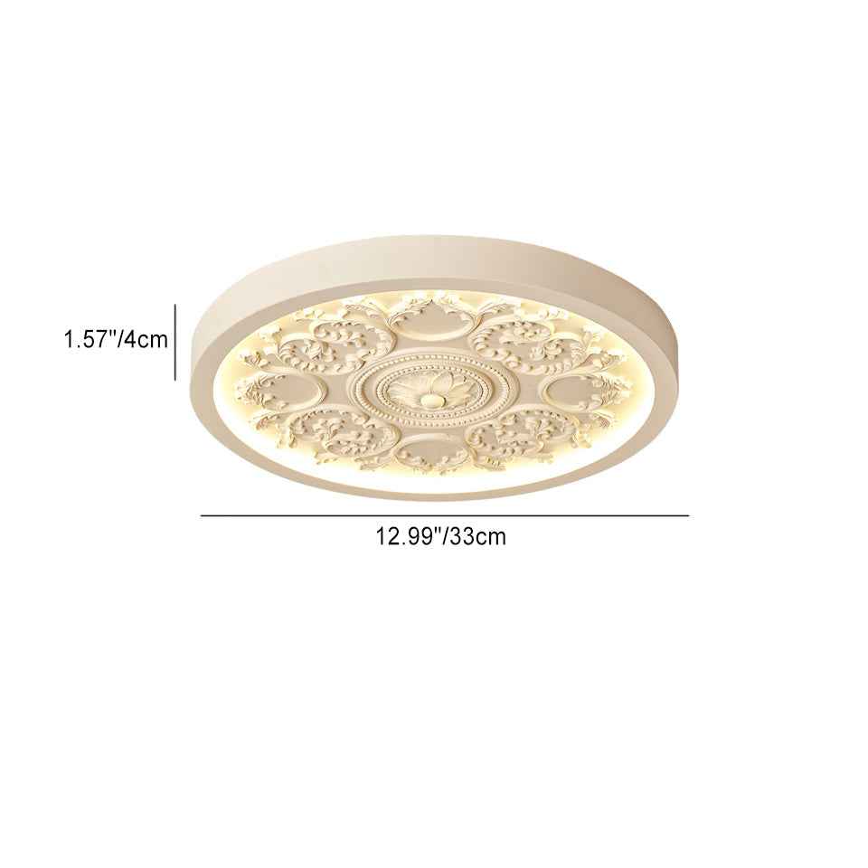 Contemporary Minimalist Carved Iron and Resin Acrylic LED Flush Mount Ceiling Light for Bedroom