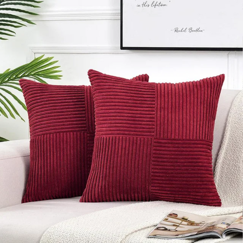 Bello Corduroy Cushion Covers | Soft Striped Texture, Invisible Zipper