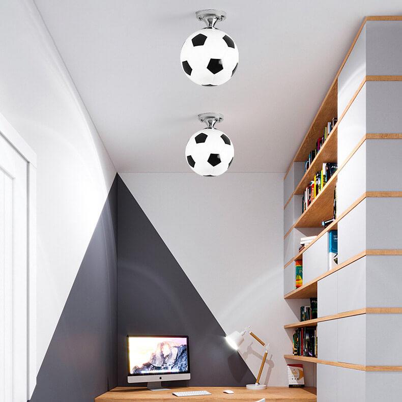 Artistic Basketball and Soccer 1-Light Semi-Flush Mount Ceiling Fixture