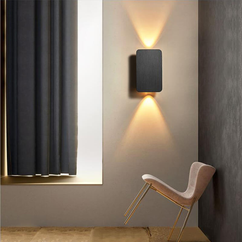 Nordic Minimalist Aluminum Rectangular LED Wall Sconce with 2 Lights
