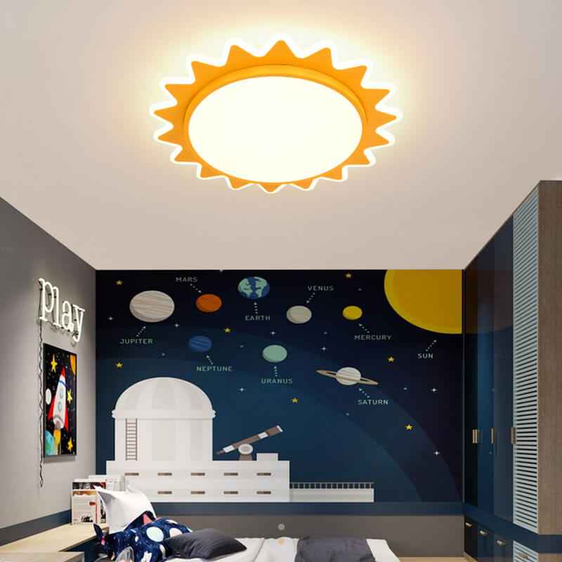 Whimsical Sun-Shaped LED Flush Mount Ceiling Light