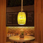 Rustic Wine Barrel Resin 1-Light Pendant Fixture