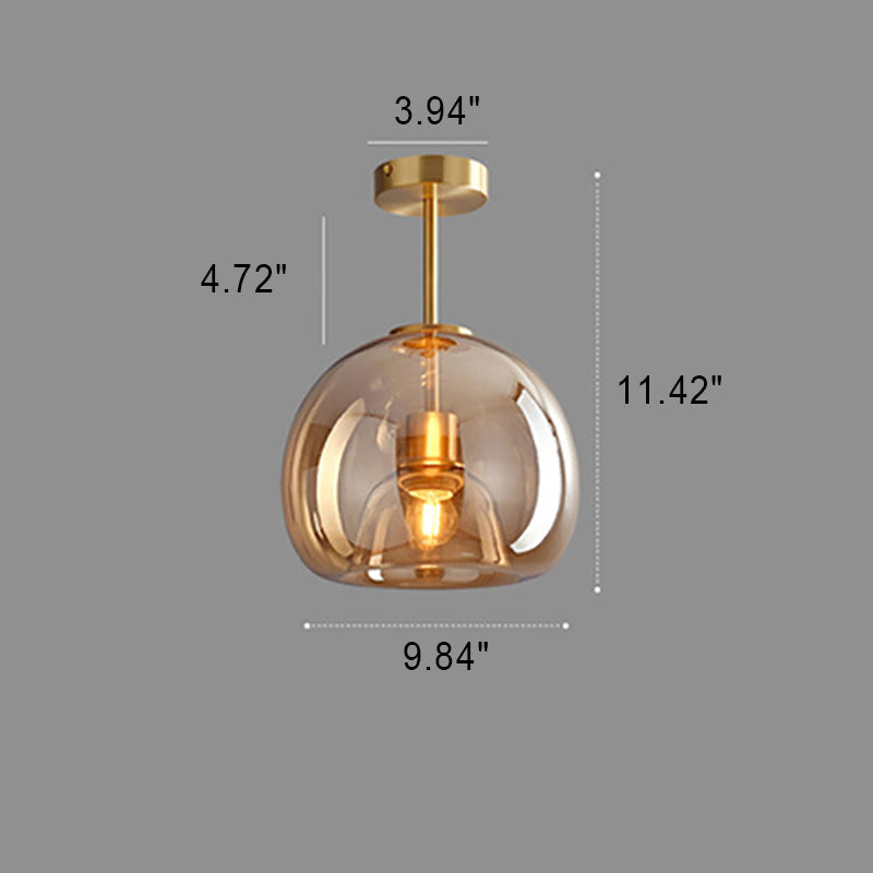 Navi Glass Ball Ceiling Light | Semi-Flush Mount, Smoke Grey or Amber