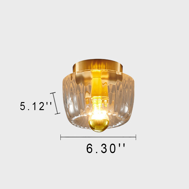 Contemporary Dual-Purpose 1-Light Flush Mount with Glass Sun Design and Full Copper Finish
