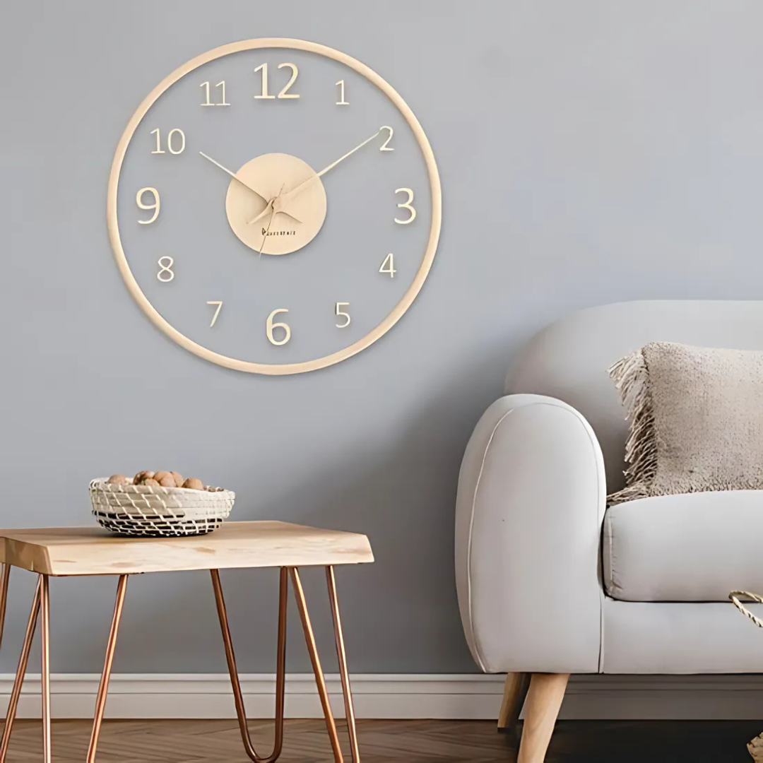 Metron - Elegant Wooden Wall Clock with Glass