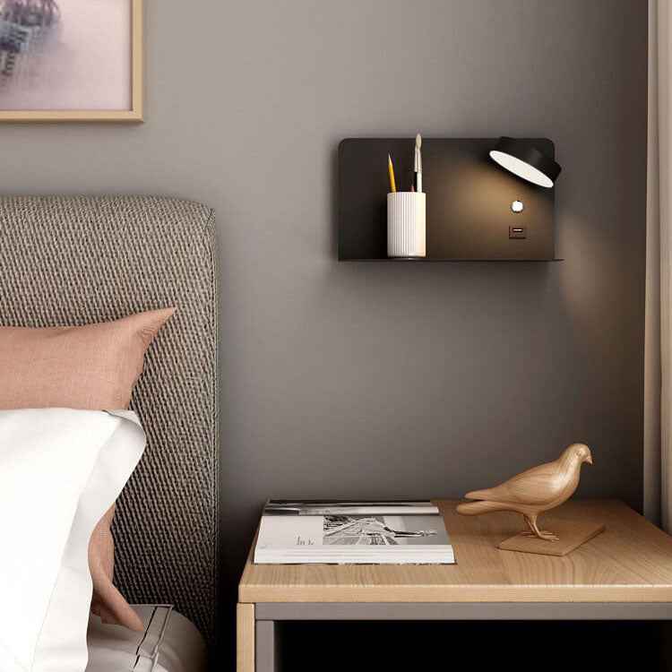 Contemporary Square Iron LED Wall Sconce Lamp with USB Rechargeable Feature
