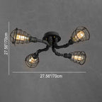 Industrial Vintage Round Iron Flush Mount Ceiling Light - Available in 4, 6, or 8 Lights