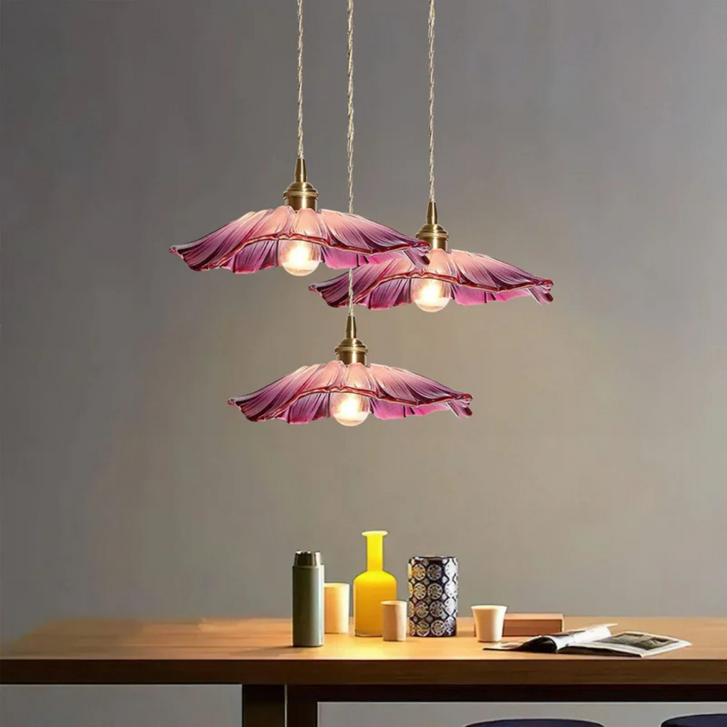 Myloq - Vintage Lotus Glass Hanging Lamp