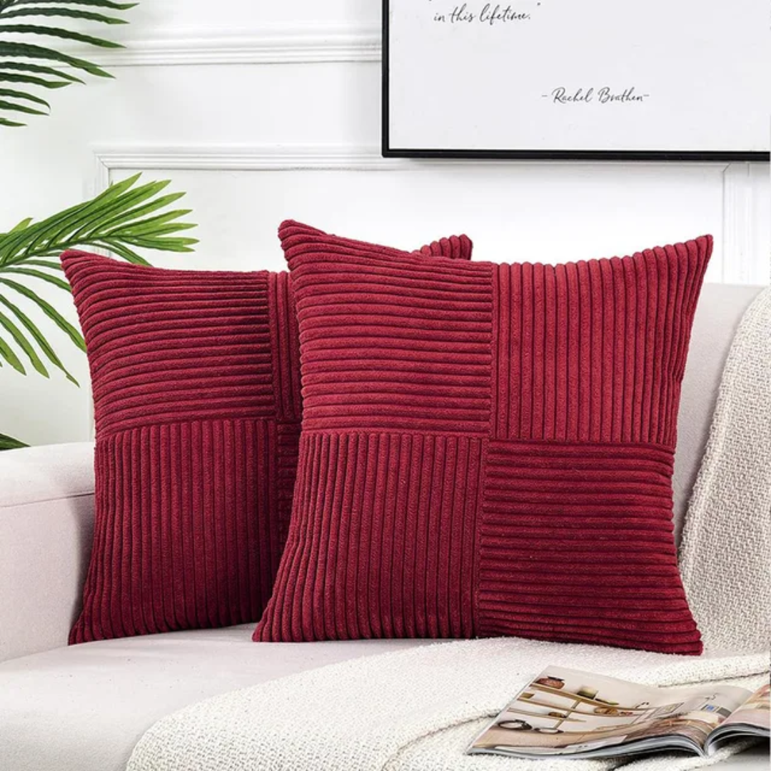 Bello Corduroy Cushion Cover | Soft Ribbed Velvet, Hidden Zipper