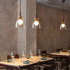 Nordic Rippled Glass and Wood LED Pendant Light | 1-Light