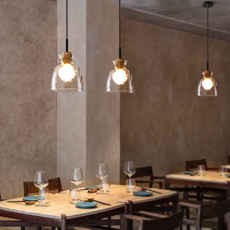 Nordic Clear Rippled Glass 1-Light Pendant Lamp