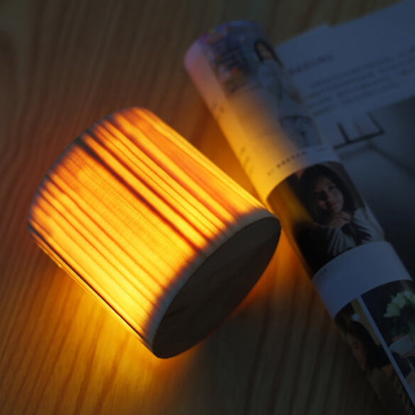 Artistic Wooden LED Touch-Control Night Lamp