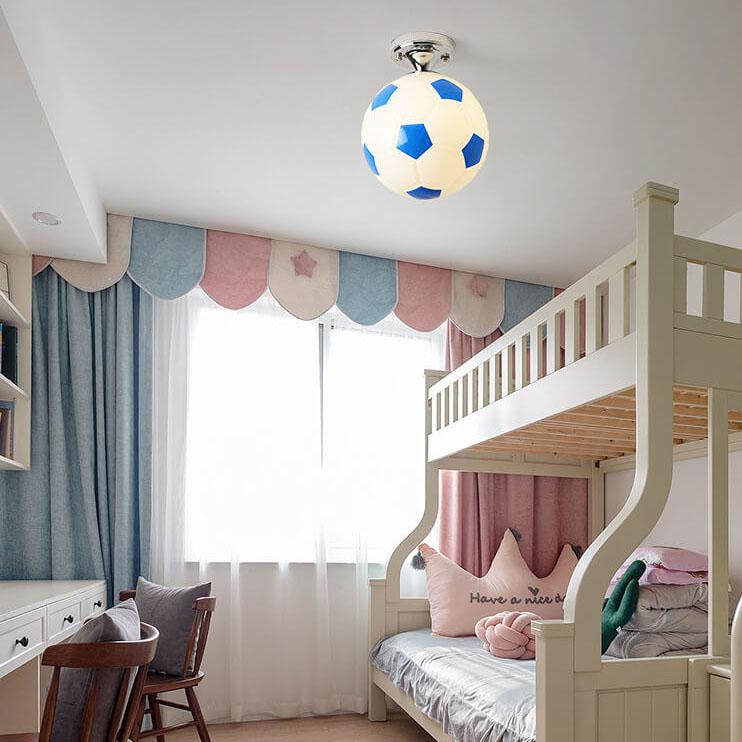 Artistic Basketball and Soccer 1-Light Semi-Flush Mount Ceiling Fixture