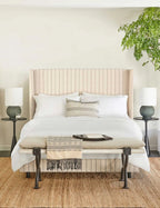 Adara Upholstered Bed | Winged Headboard, Crisp Sophistication