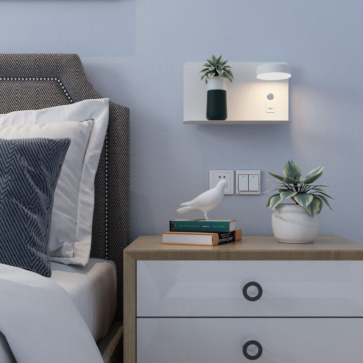 Contemporary Square Iron LED Wall Sconce Lamp with USB Rechargeable Feature