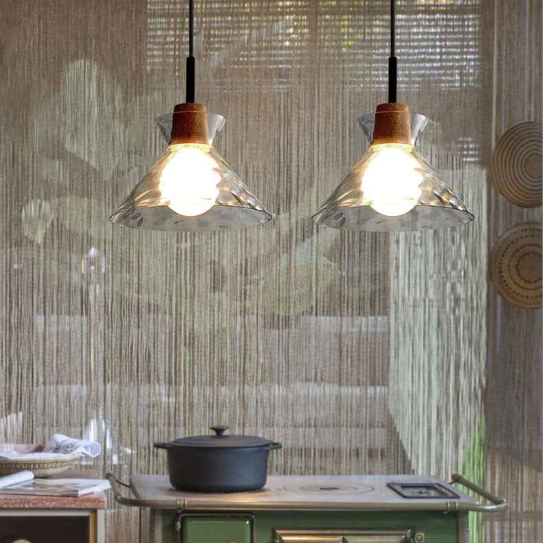 Nordic Clear Rippled Glass 1-Light Pendant Lamp