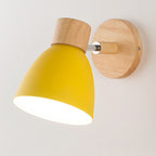 Contemporary Minimalist Solid Color Macaron Iron Wood Wall Sconce Lamp with Single Light