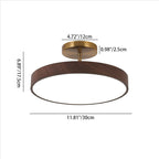 Japanese Wabi-Sabi Minimalist Round Wood Grain LED Semi-Flush Mount Light