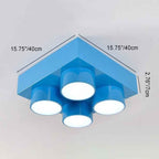 Modern Square Iron LED Flush Mount Ceiling Light for Bedroom - Creative Building Block Design