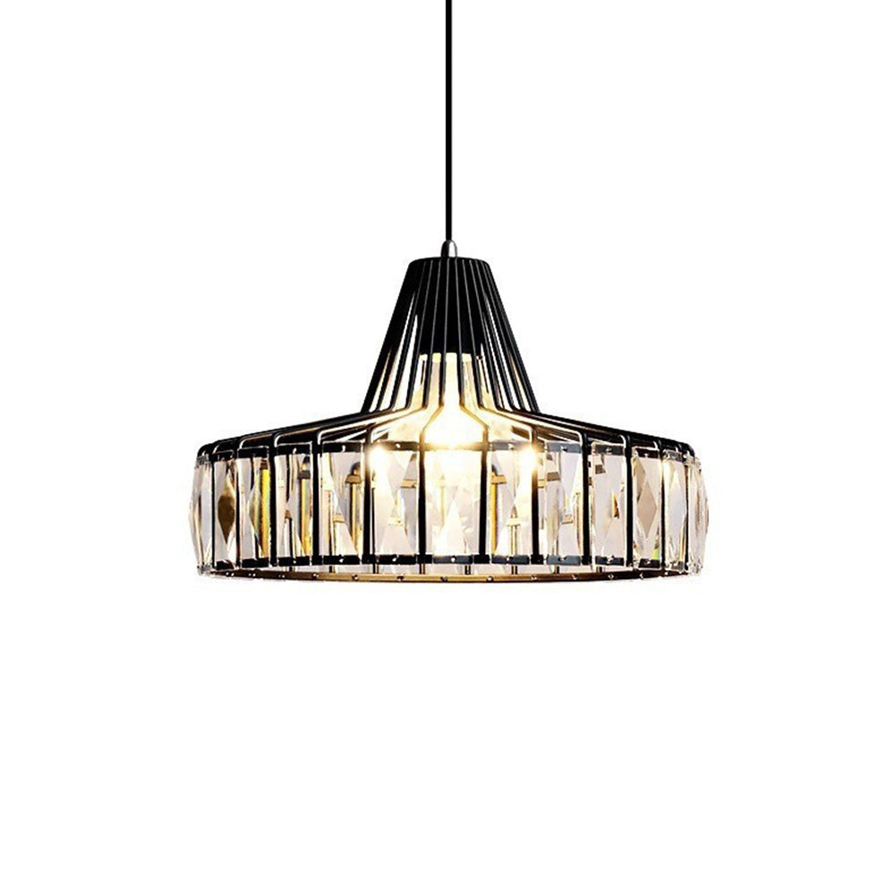 Belo Crystal Pendant Light | Adjustable Height, Matte Black Frame