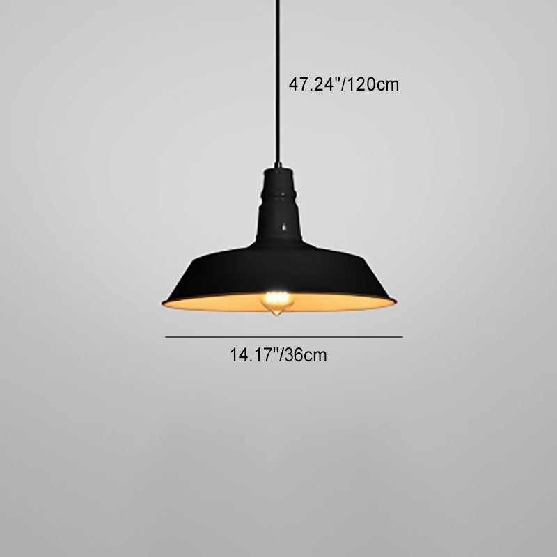 Modern Industrial Round Iron Single-Light Pendant for Living Room