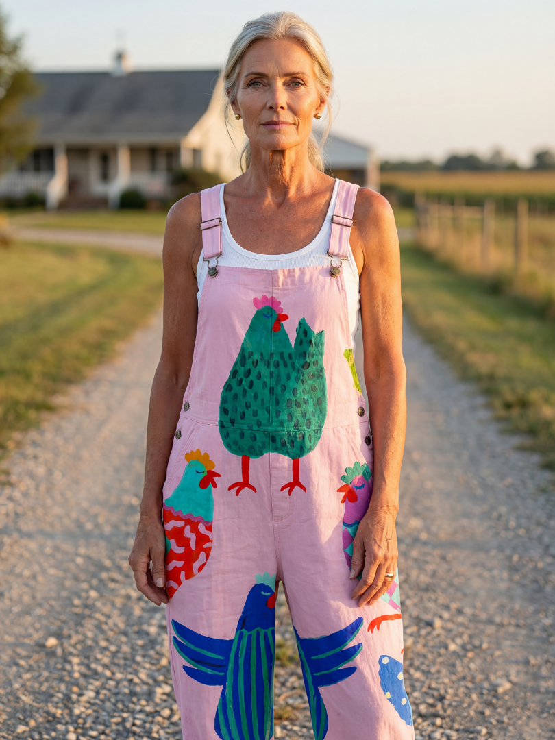 Stylish Overalls for Women Printed Rooster
